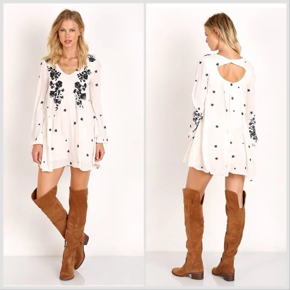 FREE PEOPLE flowy white embroidered dress, S. - Picture 6 of 16